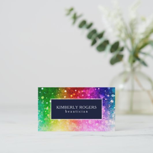 Kleurrijke Bokeh glitter en schittert Visitekaartje (Staand voorkant)