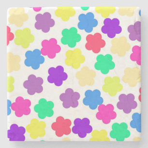 Kleurrijke Bold Y2K Wildflower Vibrant Spring Deco Stenen Onderzetter