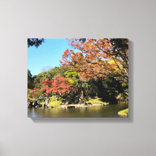Kleurrijke bomen in Japanse tuin Canvas Afdruk