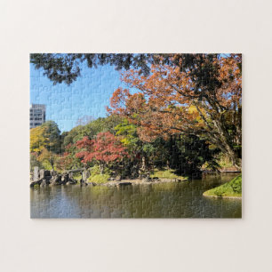 Kleurrijke bomen in Japanse tuin Legpuzzel