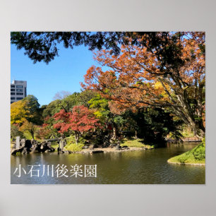 Kleurrijke bomen in Japanse tuin Poster