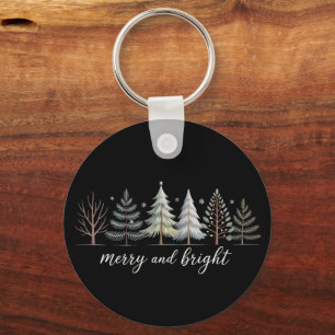 Kleurrijke Bomen Kerstvakantie Winter Sleutelhanger