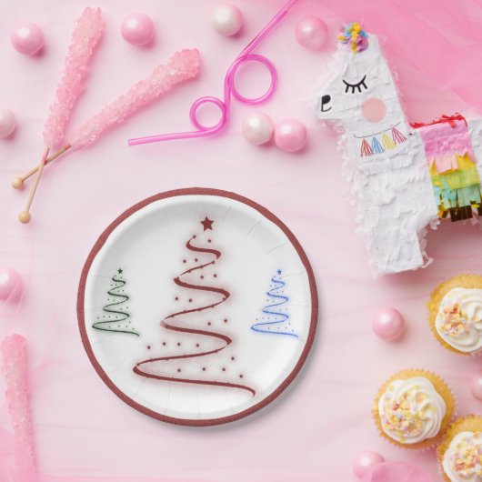 Kleurrijke bomen- papieren bordje (Feest)