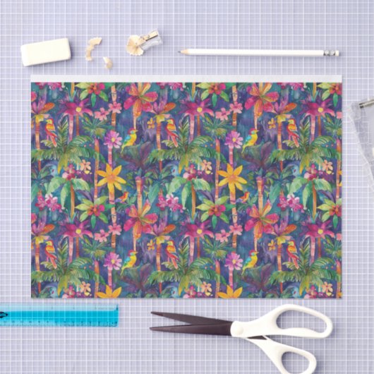 Kleurrijke bomen, vogels tissuepapier (Craft)