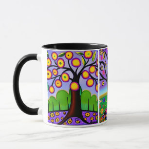 Kleurrijke Bomen   Volkskunst   Whimsical AI Kunst Mok