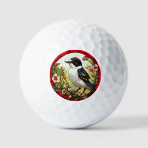 Kleurrijke bonte vliegenvanger vogel golfballen