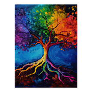 Kleurrijke Boom des Levens Wortels Kennis Wijsheid Perfect Poster