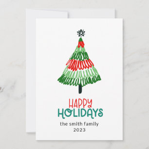 Kleurrijke Boom Kerstmis Gelukkig Feestdagenkaart