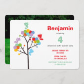 Kleurrijke Boom Schattige Vogels Kind Verjaardagsf Kaart (Voorkant / Achterkant)