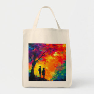 Kleurrijke boom van liefde tote bag