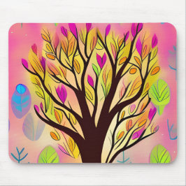 kleurrijke boomillustratie muismat