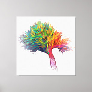Kleurrijke boomuitbarsting canvas afdruk