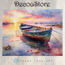Kleurrijke boot op het water decoupage