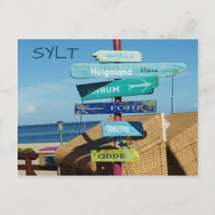 Kleurrijke borden op Post, Hörnum, Sylt Island Briefkaart