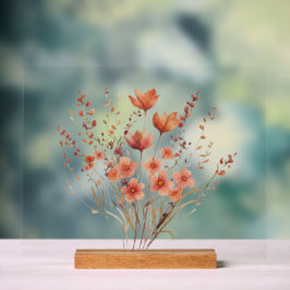 Kleurrijke Borduurwerk Boeket van Wilde Bloemen Acryl Bord