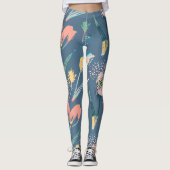 Kleurrijke borstels moderne bloementeelt leggings (Voorkant)