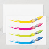 Kleurrijke borstels uitnodigingen (Voorkant / Achterkant)