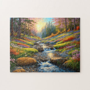 Kleurrijke bos bloemen kunst legpuzzel