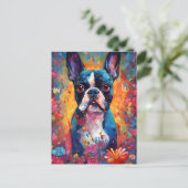 Kleurrijke Boston Terrier Briefkaart (Staand voorkant)