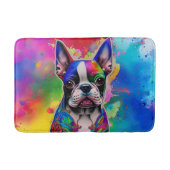 Kleurrijke Boston Terrier Paint Splashes Badmat (Voorkant)