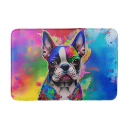 Kleurrijke Boston Terrier Paint Splashes Badmat
