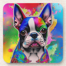 Kleurrijke Boston Terrier Paint Splashes