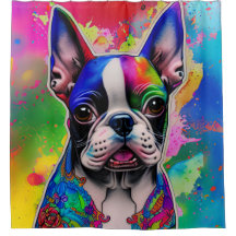 Kleurrijke Boston Terrier Paint Splashes