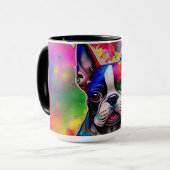 Kleurrijke Boston Terrier Paint Splashes Mok (Voorkant links)