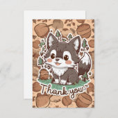 kleurrijke boswolf bedankkaart (Voorkant / Achterkant)