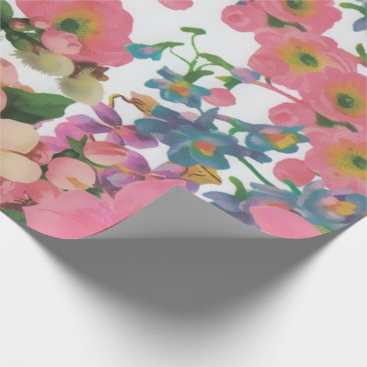 Kleurrijke botanische bloemen cadeaupapier (Hoek)
