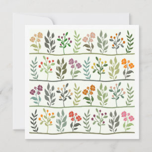 Kleurrijke Botanische Herbarium Planten Feestdagenkaart