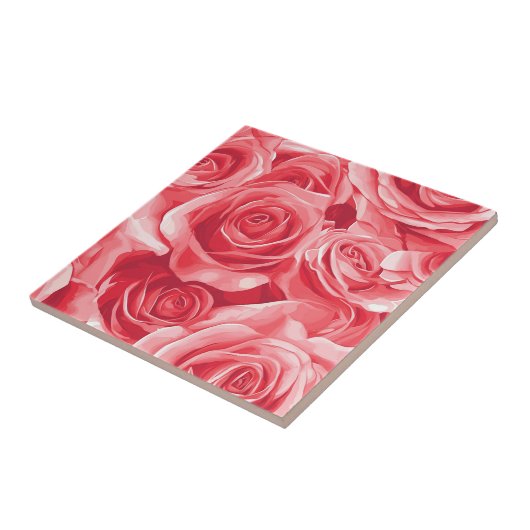 Kleurrijke botanische Rozen Tegels voor gezellig i Tegeltje (Zijkant)