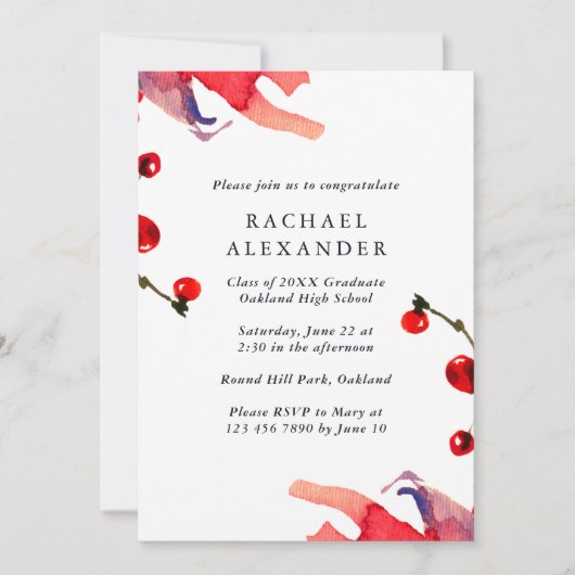 Kleurrijke botanische uitnodiging voor afstudeerfe (Voorkant)