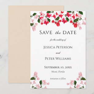 Kleurrijke Bougainvillea Save the Date Kaart