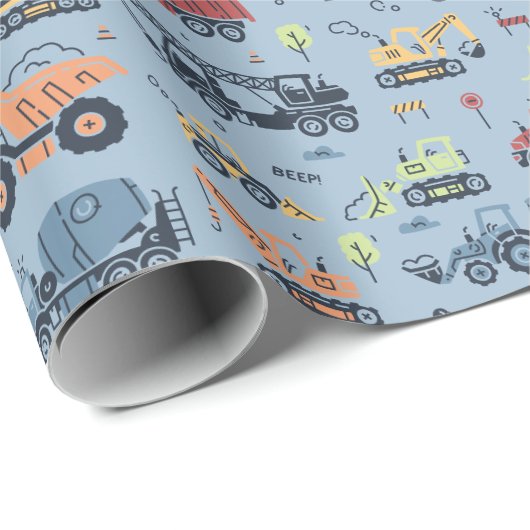 Kleurrijke bouw vrachtwagen Verjaardag wikkel papi Cadeaupapier (Rol Hoek)