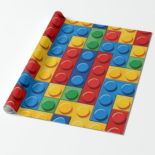 Kleurrijke bouwstenen cadeaupapier (Uitgerold)