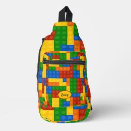 Kleurrijke bouwstenen Kinder gepersonaliseerde Sling Bag
