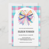 Kleurrijke Bow Baby shower Kaart (Voorkant)