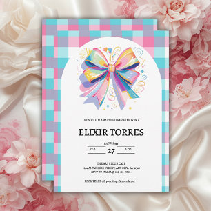 Kleurrijke Bow Baby shower Uitnodiging