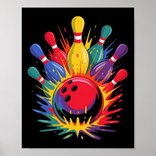 Kleurrijke Bowling Game Day Bowler Schattigee Colo Poster