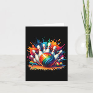 Kleurrijke Bowling Game Day Bowling Lover Schattig Kaart