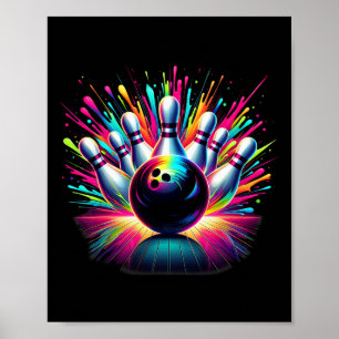 Kleurrijke Bowling Game Day Bowling Schattige Vibr Poster