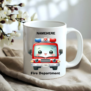 Kleurrijke brandweerwagen klaar voor actie! koffiemok