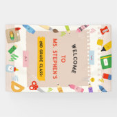 Kleurrijke Briefpapier Teacher Classroom Welkomstb Spandoek (Horizontaal)