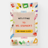 Kleurrijke Briefpapier Teacher Classroom Welkomstb Spandoek (Verticaal)