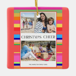 Kleurrijke Bright 4 foto Modern Kerstmis Keramisch Ornament