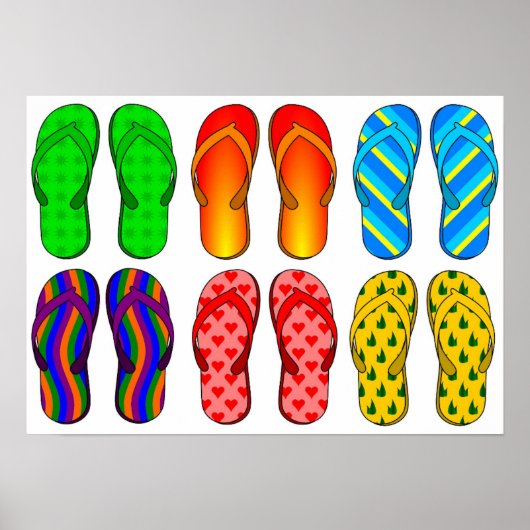 Kleurrijke Bright Beach Teenslippers Poster (Voorkant)