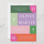 Kleurrijke Bright en Bold Sinaasappel en Roze Brui Kaart (Voorkant)