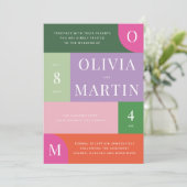 Kleurrijke Bright en Bold Sinaasappel en Roze Brui Kaart (Staand voorkant)