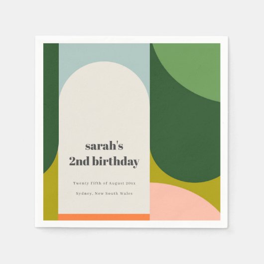 Kleurrijke Bright Groovy Retro Arch Elke dag van d Servet (Voorkant)